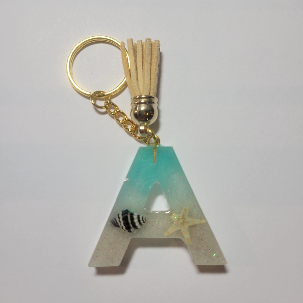 Initial A beach themed key chain.